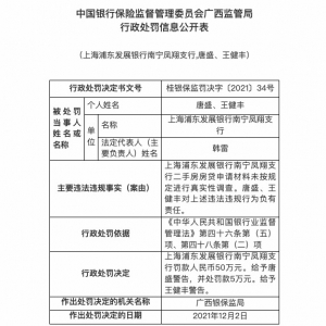 浦发银行一天领两张罚单被罚230万，涉未调查房贷申请资料真实性  